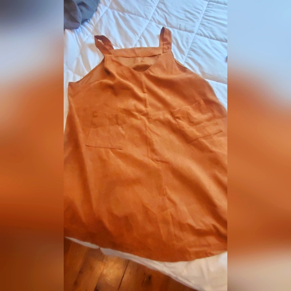 Camel brown colored jumper dress plus size